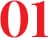 Bold red 01 on white background