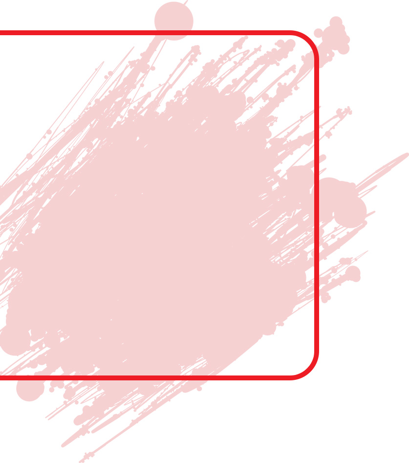 Pink brushstroke background with red rounded frame