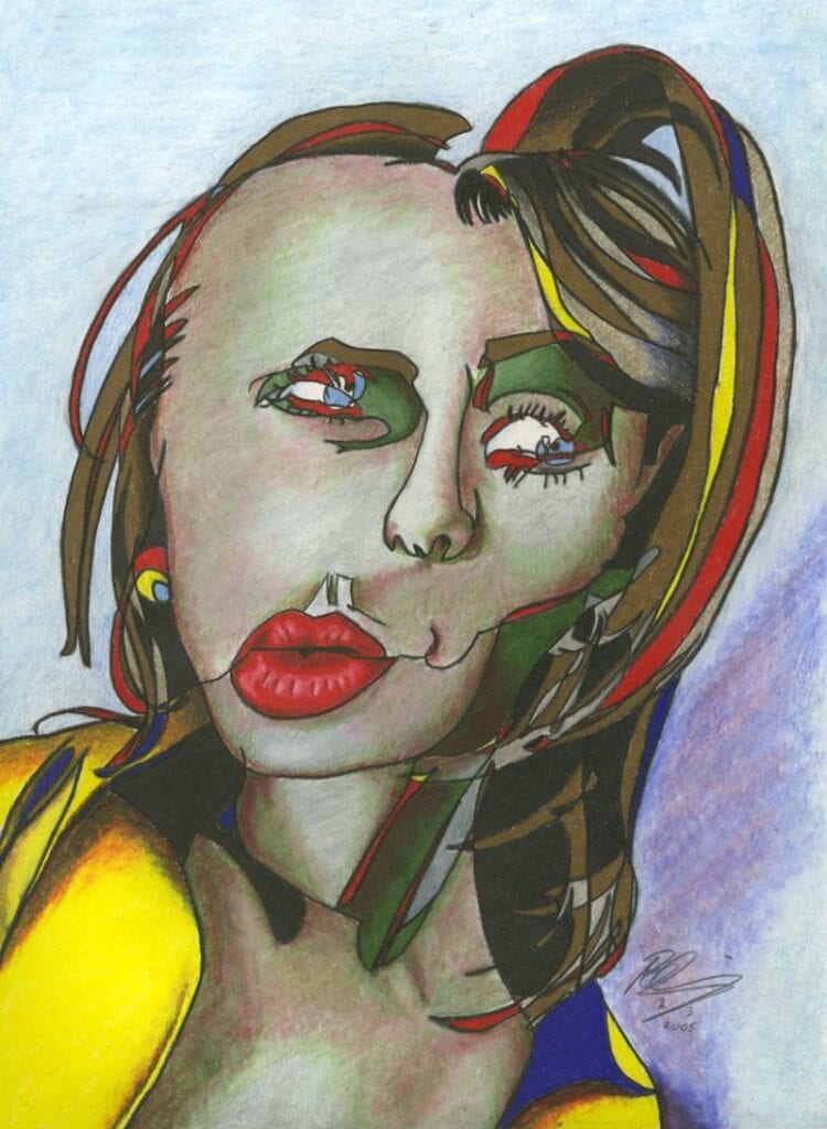Abstract colorful cubist-style female portrait