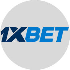 1XBET logo on gray circular background.