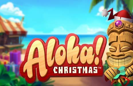 Tiki statue with "Aloha! Christmas" text.