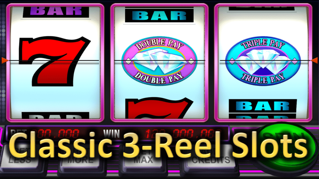 Classic 3-reel slot machine display.