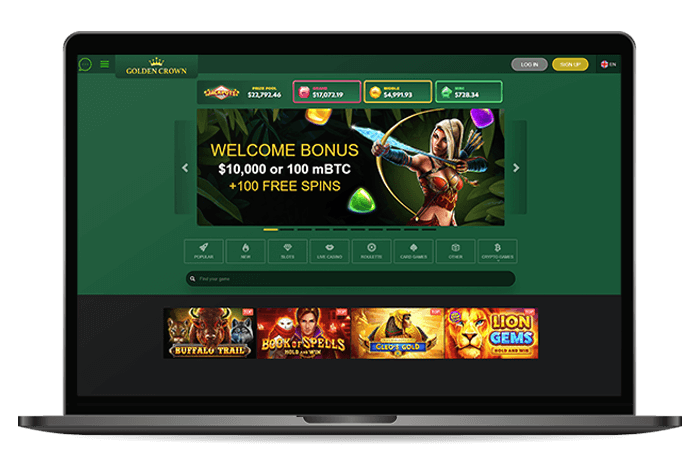 Online casino website on a laptop screen.