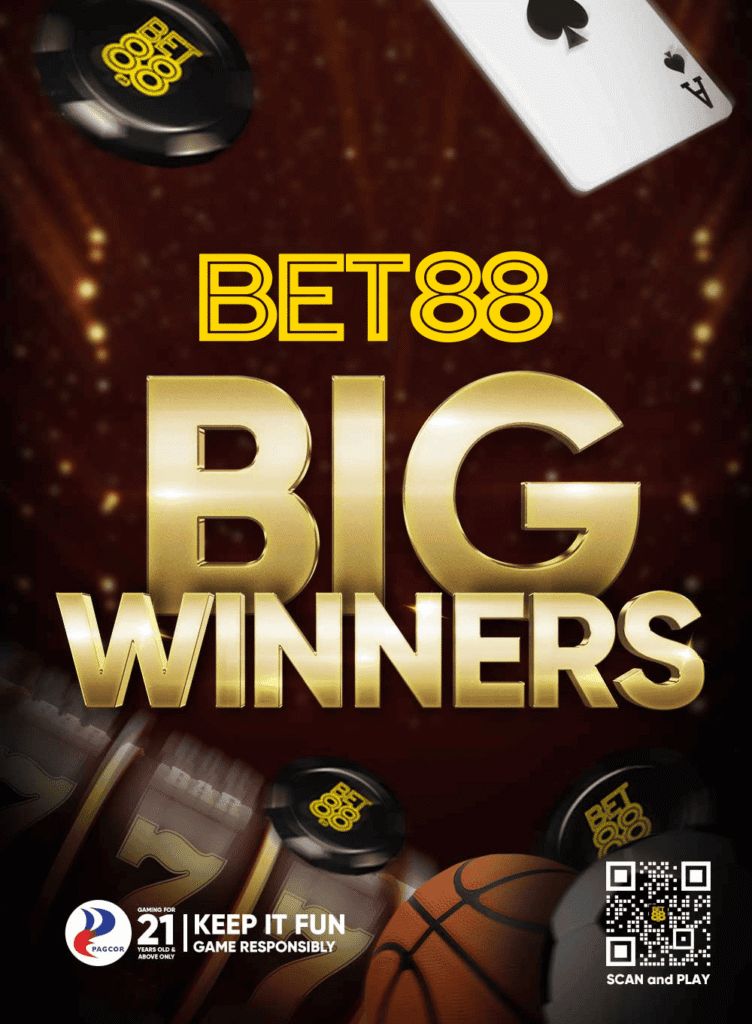 BET88 promotional poster with gaming elements.