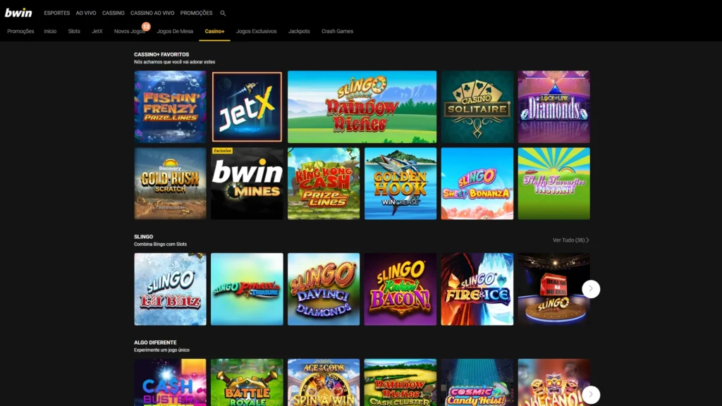 Online casino game thumbnails on dark grid
