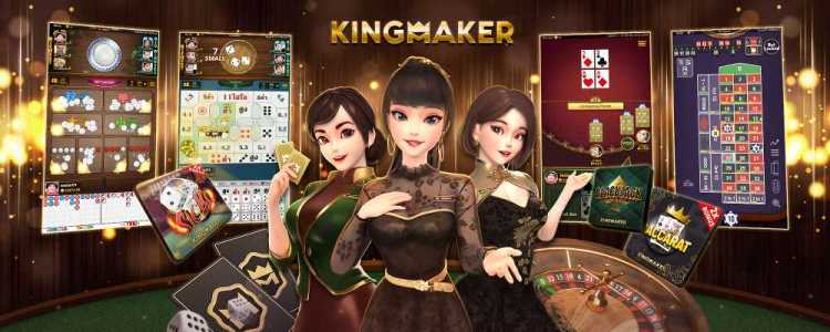 Casino game characters with gaming elements displayed.