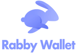 Rabby Wallet logo with blue rabbit icon.