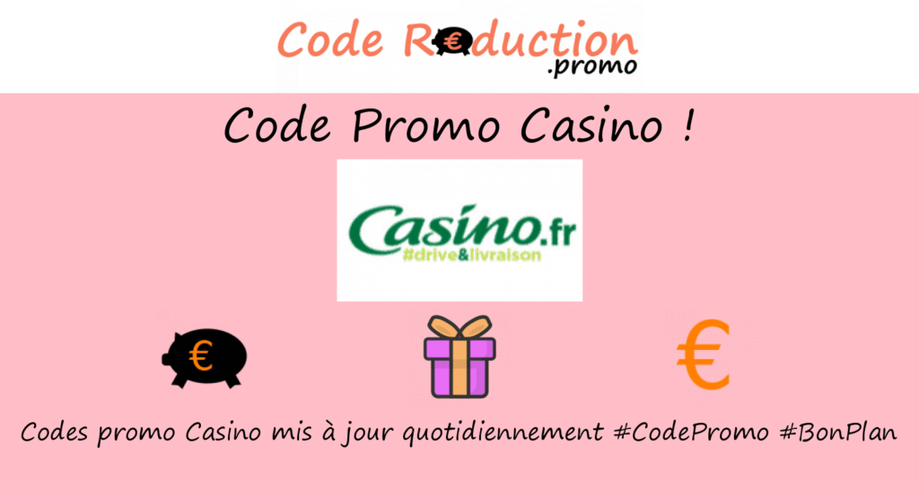 Casino promo codes advertisement with icons.